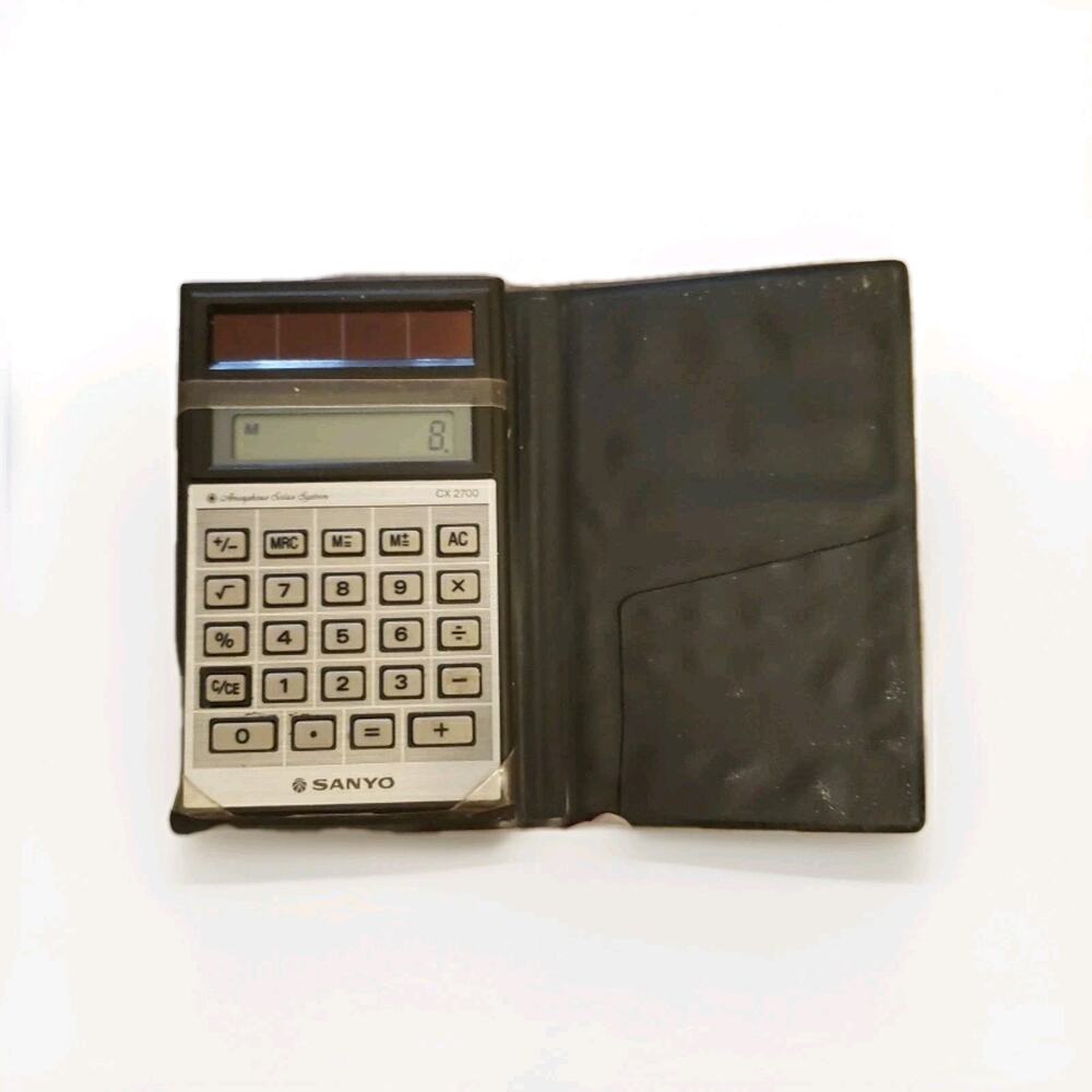 Vintage Black Sanyo Solar Pocket Calculator Cx 2700